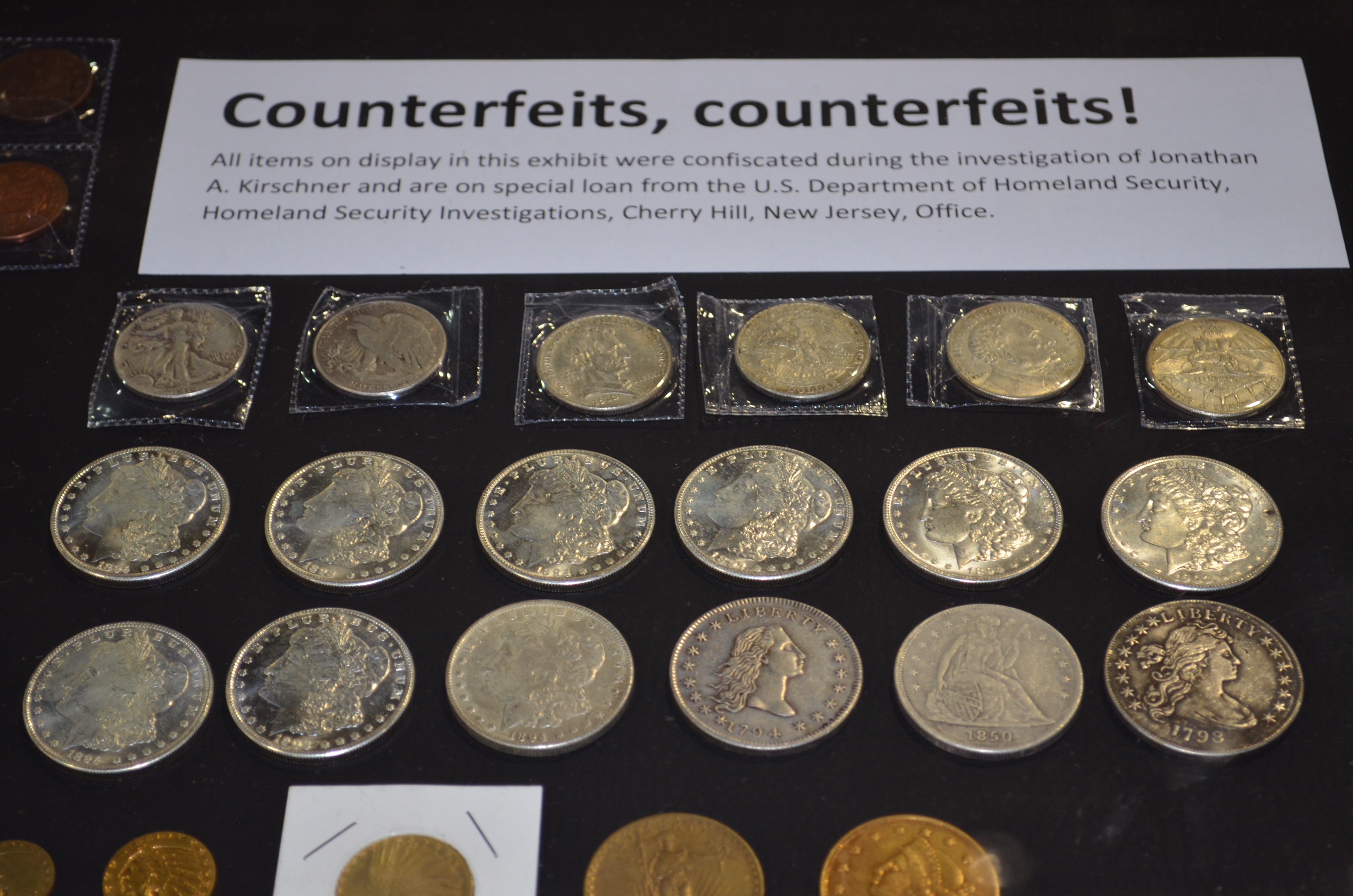 Counterfeit coins ICTA ACTF display