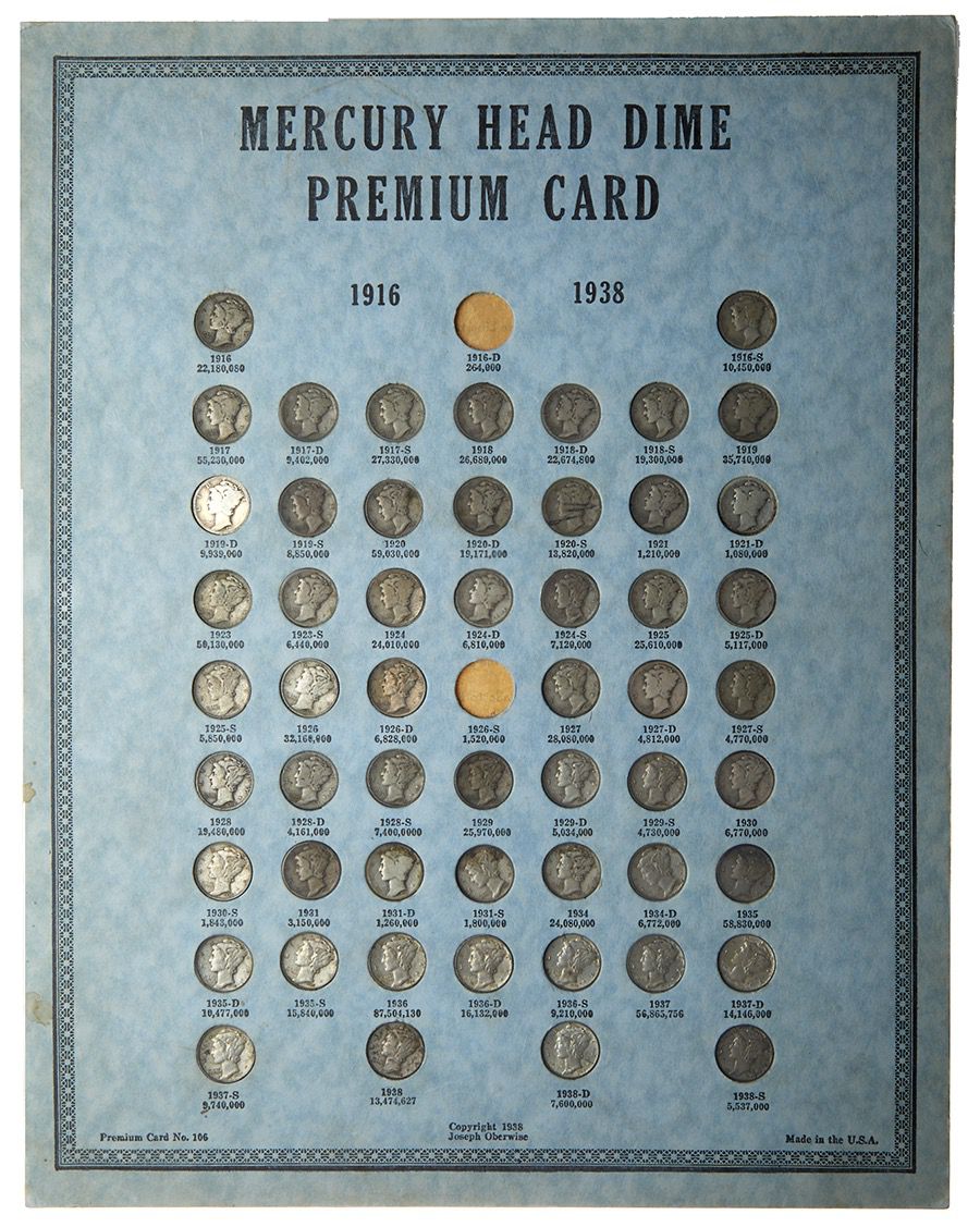 Front 1938 Oberwise Mercury dime board | Coin Collectors News